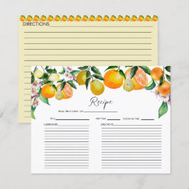 Zitrone | Zitrusfrüchte | Brautparty-Rezept-Karte Einladung