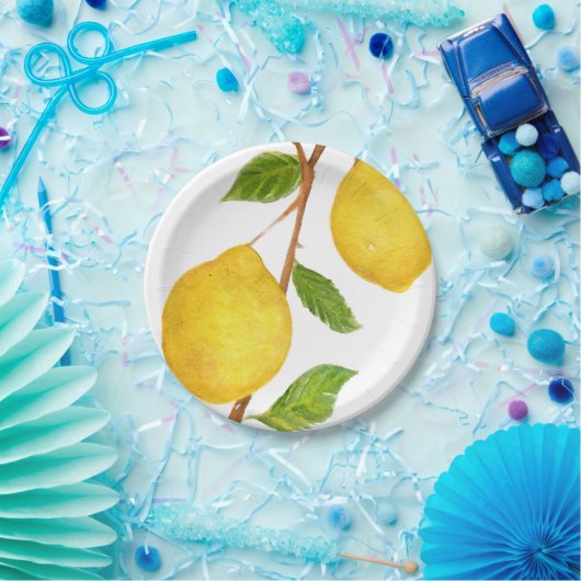 Zitronen-Aquarell-Malerei Pappteller (Party)