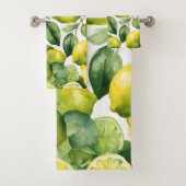 Zitronen Aquarellmuster Design Badhandtuch Set (Insitu)