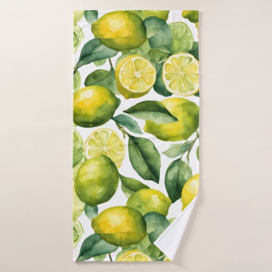 Zitronen Aquarellmuster Design Badhandtuch Set (Badehandtuch)