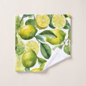 Zitronen Aquarellmuster Design Badhandtuch Set (Waschlappen)