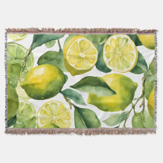 Zitronen Aquarellmuster Design Decke (Vorderseite)