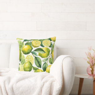 Zitronen Aquarellmuster Design Kissen