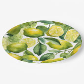 Zitronen-Aquarellmuster-Design Pappteller (Schrägansicht)