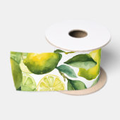 Zitronen Aquarellmuster Design Satinband (Spule)