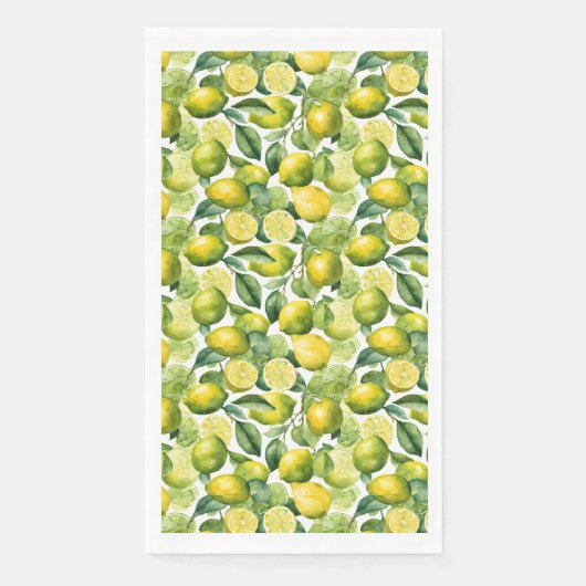 Zitronen Aquarellmuster Design Serviette (Vorderseite)