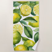Zitronen-Aquarellmuster-Design Strandtuch (Vorderseite)