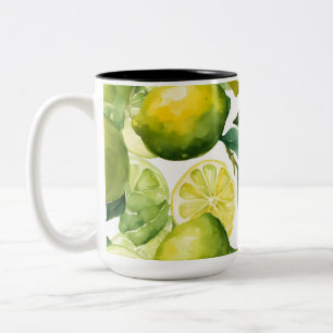 Zitronen-Aquarellmuster-Design Zweifarbige Tasse