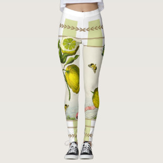 Zitronen auf apfelgrünen Streifen Leggings