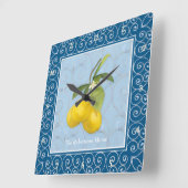 Zitronen auf Baumzweig mit Blätter Blume Scrollnam Quadratische Wanduhr (Winkel)