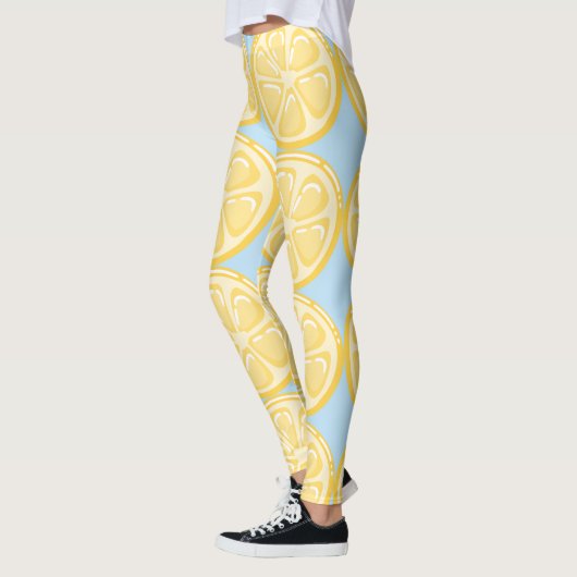 Zitronen auf blassblauem Hintergrund Leggings (Links)