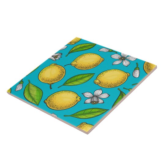 Zitronen auf blau fliese (Seite)