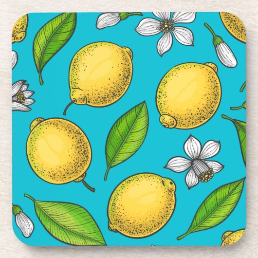 Zitronen auf blau getränkeuntersetzer (Vorderseite)