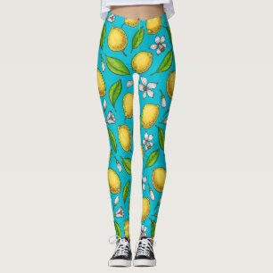 Zitronen auf blau leggings
