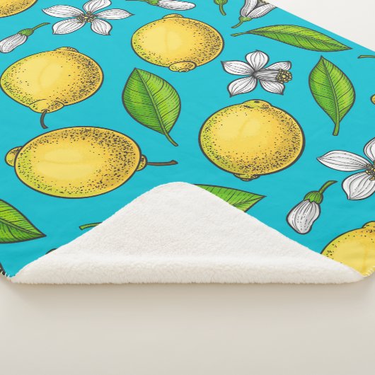 Zitronen auf blau sherpadecke (3/4)