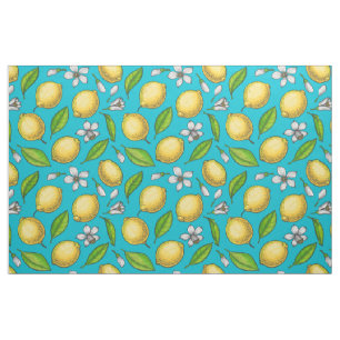 Zitronen auf blau stoff