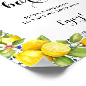 Zitronen auf blauen Fliesen Blume Bar Sign Poster (Ecke)