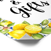 Zitronen auf blauen Fliesen Karten und Geschenkzei Poster (Ecke)