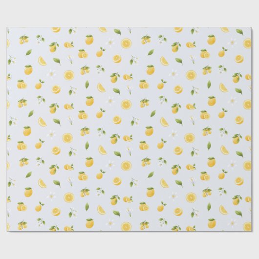 Zitronen auf Light Blue Geschenkpapier (Flach)