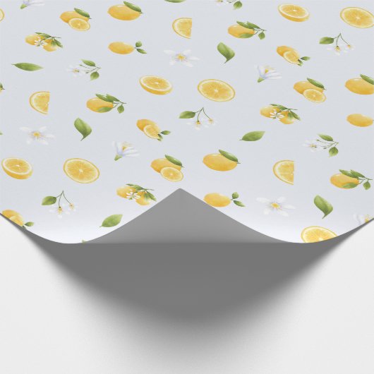 Zitronen auf Light Blue Geschenkpapier (Ecke)