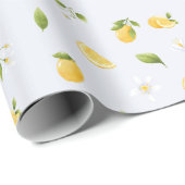 Zitronen auf Light Blue Geschenkpapier (Rolleneckpunkt)