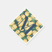 Zitronen auf Navy Blue Monogram Serviette (Ecke)