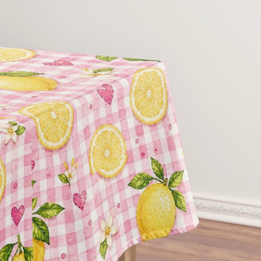 Zitronen auf rosa Gingham Tischdecke (Beispiel)