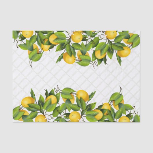 Zitronen auf Trellis Seidenpapier (Vorderseite)