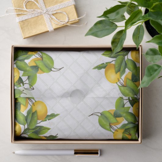 Zitronen auf Trellis Seidenpapier (Geschenk)