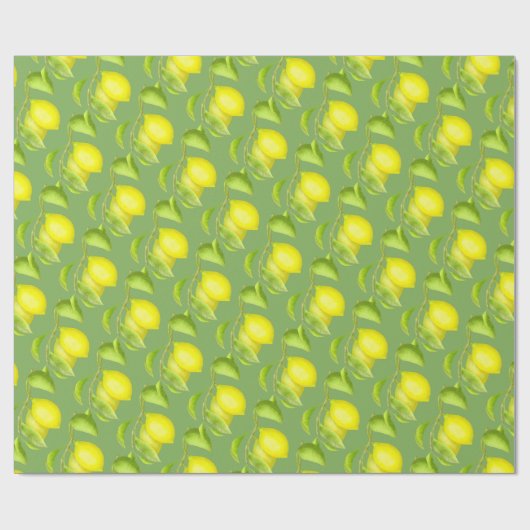 Zitronen auf Zweig Geschenkpapier (Flach)