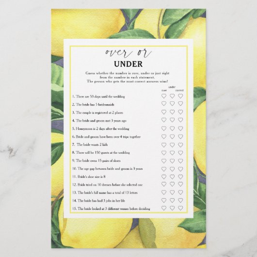 Zitronen - Aus oder unter Brautparty (Vorderseite)