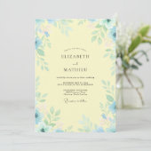 Zitronen-Azure-Blatt-Hochzeit Einladung (Stehend Vorderseite)
