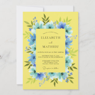 Zitronen-Azure-Laub-Eukalyptus-Hochzeit Einladung