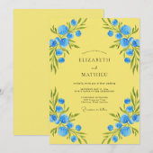 Zitronen Azure Wildblumen-Hochzeit Einladung (Vorne/Hinten)
