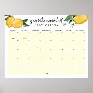 Zitronen-Baby-Party-Vorhersage-Kalender für den vo Poster