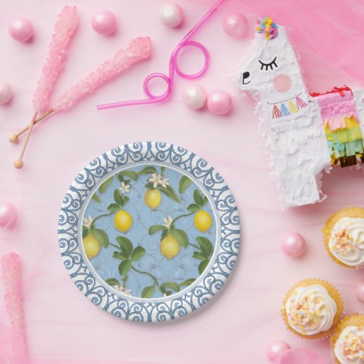 Zitronen-Baum Espalier Blatt verlässt Blumenkunst Pappteller (Party)