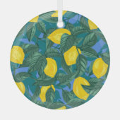 Zitronen, Blätter: tropisches Zitrusmuster. Ornament Aus Glas (Vorderseite)