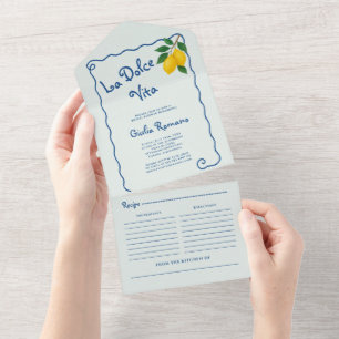 Zitronen Blau Whimy Rahmen La Dolce Vita Brautpart All In One Einladung