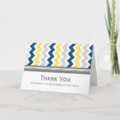 Zitronen-blaues Grau-Zickzack Dankeskarte (Vorderseite)