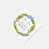 Zitronen blaues Schleifenband Brautdusche monogram Serviette (Ecke)