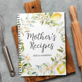 Zitronen Blume Wreath Mutter Kochrezeptur Notizblock