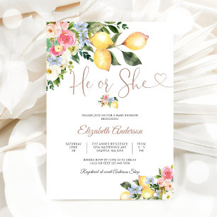 Zitronen-Blumen-Baby-Shower-Einladung Einladung