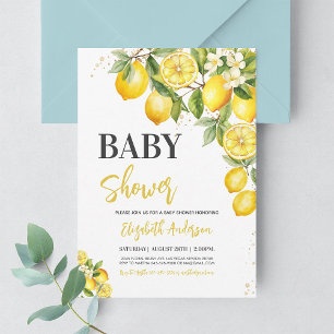 Zitronen-Blumen-Geschlechtsneutrale Babyparty-Einl Einladung