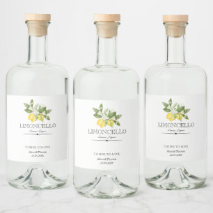 Zitronen-Blüten-Limoncello-Hochzeit-Zitrusgarten  Alkoholflaschenetikett