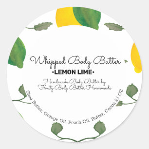 Zitronen-Body-Butter-Bad-Verpackungs-Branding Runder Aufkleber