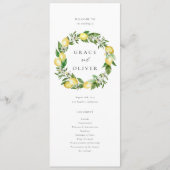 Zitronen-Botanischer Kranz mit Grünzeug-Hochzeit Programm (Vorderseite)