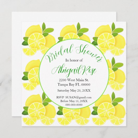 Zitronen-Brautparty Einladung (Vorne/Hinten)
