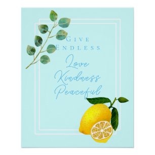 Zitronen Chic Blau Glänzendes Poster