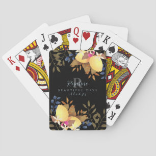 Zitronen Chic Monogramm Schwarz Spielkarten