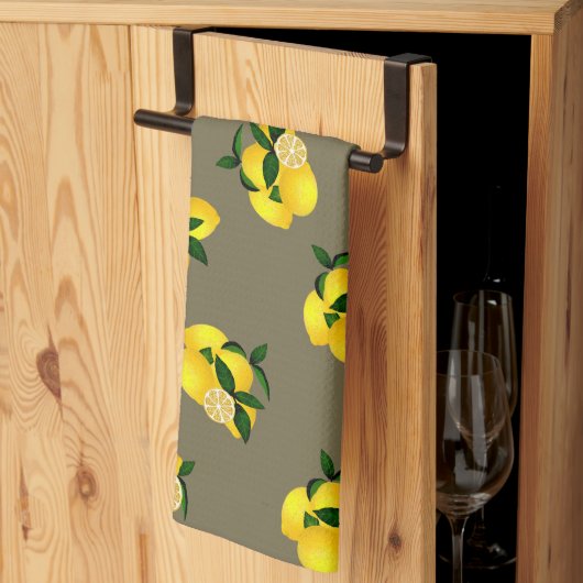 Zitronen Chic Olive Geschirrtuch (Drittel gefaltet)